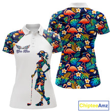 Load image into Gallery viewer, Funny Womens Golf Polo Shirt Custom Toucan Tropical Pattern, Flamingo Golf Shirts For LadiesNHN0099