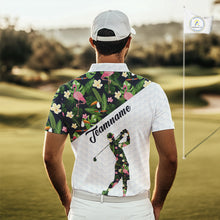 Load image into Gallery viewer, Mens Golf Polo Shirt Custom Toucan Tropical Leaf Pattern Flamingo Golf Shirts For Men NHN0192
