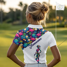 Load image into Gallery viewer, Funny Womens Golf Polo Shirt Custom Toucan Tropical Pattern, Flamingo Golf Shirts For Ladies NHN0192