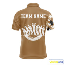 Load image into Gallery viewer, Funny Golden Retriever Mens Golf Polo Shirt Custom Argyle Plaid Pattern Team Golf Tops, Dog Lover Gift NHN0197
