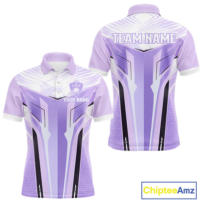 Mens Golf Polo Shirt Purple Geometric Pattern Custom Team Golf Tops For Men, Golf Gifts NHN0199