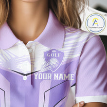 Load image into Gallery viewer, Womens Golf Polo Shirt Purple Geometric Pattern Custom Team Ladies Golf Tops, Golf Gifts NHN0199