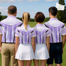 Load image into Gallery viewer, Womens Golf Polo Shirt Purple Geometric Pattern Custom Team Ladies Golf Tops, Golf Gifts NHN0199
