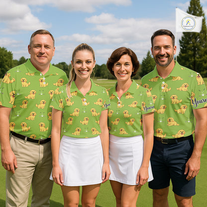 Mens Golf Polo Shirt Custom Funny Golden Retriever Team Mens Golf Tops Green, Dog Lover Gift NHN0214