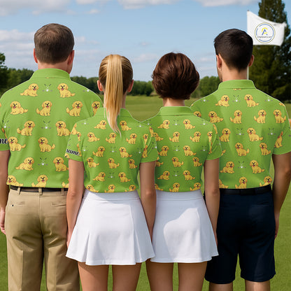 Mens Golf Polo Shirt Custom Funny Golden Retriever Team Mens Golf Tops Green, Dog Lover Gift NHN0214