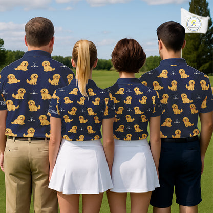 Funny Golden Retriever Womens Golf Polo Shirt Custom Blue Team Ladies Golf Tops, Dog Lover Gift Nhn0214