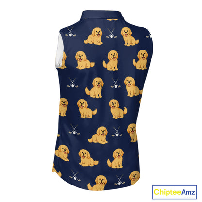 Funny Golden Retriever Womens Sleeveless Golf Polo Shirt Custom Team Ladies Golf Tops, Dog Lover Gift Nhn0214