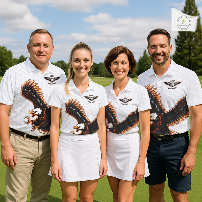 Womens Golf Polo Shirt Custom Eagle Golf Shirts Personalized Golf Clubs White Team Golf Top NHN0082