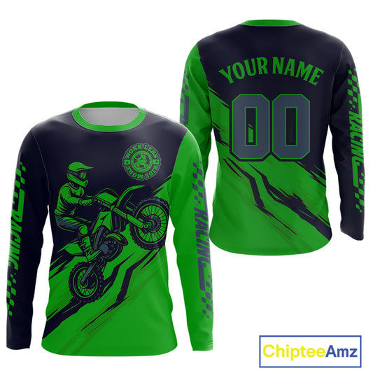Green Motocross Jersey Custom for Men Women Kid Dirt Bike Shirts Motorcycle Shirt XM434