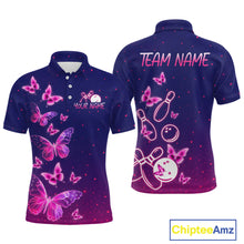 Load image into Gallery viewer, Purple Butterflies Bowling Shirts for Women Men Team Custom Bowling Jerseys MBL135