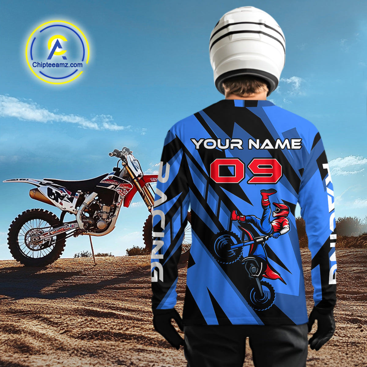 Blue Custom Motocross Jersey for Men Women Kid Dirt Bike Shirts Off road Riding Shirt XM467