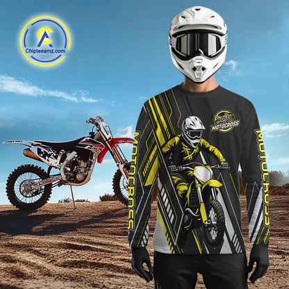 Black and Yellow Motocross Racing Jersey for Women Kid Men Dirt Bike Off road Shirt XM475