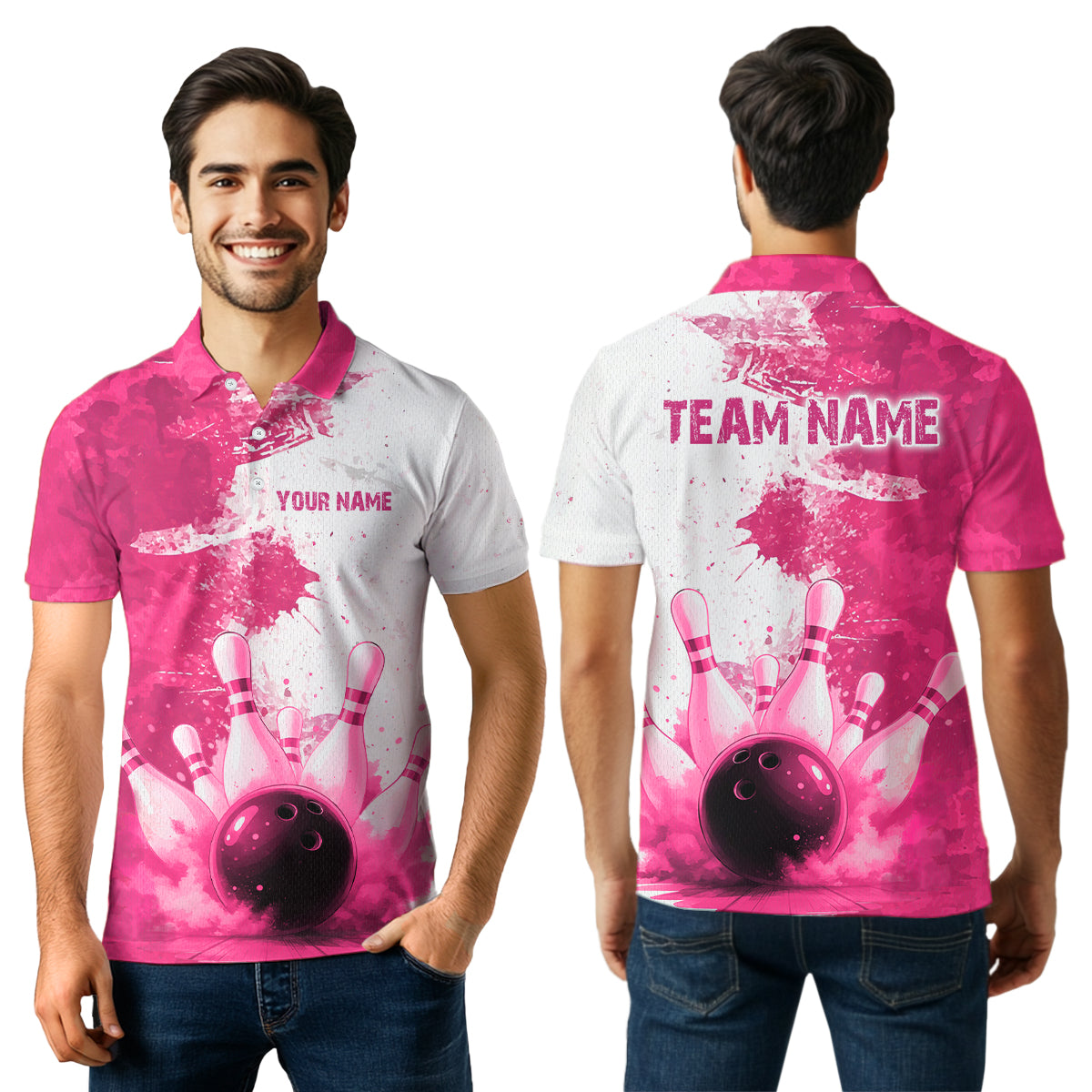 Orange Bowling Shirts for Women Men Custom Bowling Polo & 1/4 Zip Shirt for Team MBL220