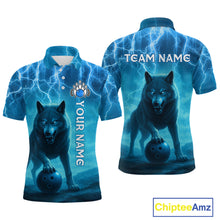 Load image into Gallery viewer, Lightning Wolf Bowling Shirts for Team Women Men Custom Blue Wolf Bowling Jerseys MBL193
