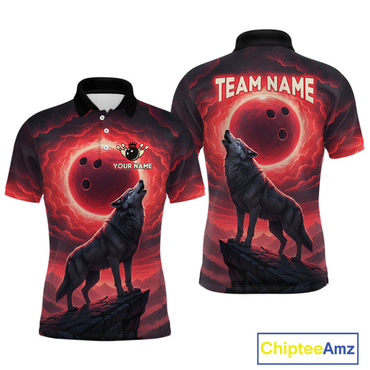 Wolf Bowling Shirts for Team Women Men Custom Bowling Jersey Bowl Polo&1/4 Zip MBL238