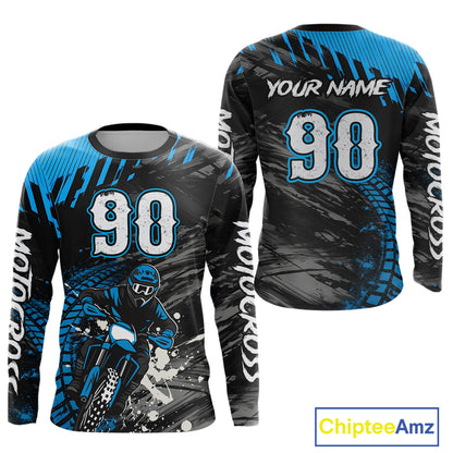 Custom Blue Motocross Jersey Men Kid Women Dirt Bike Jersey Motorcycle Riding Shirt XM485