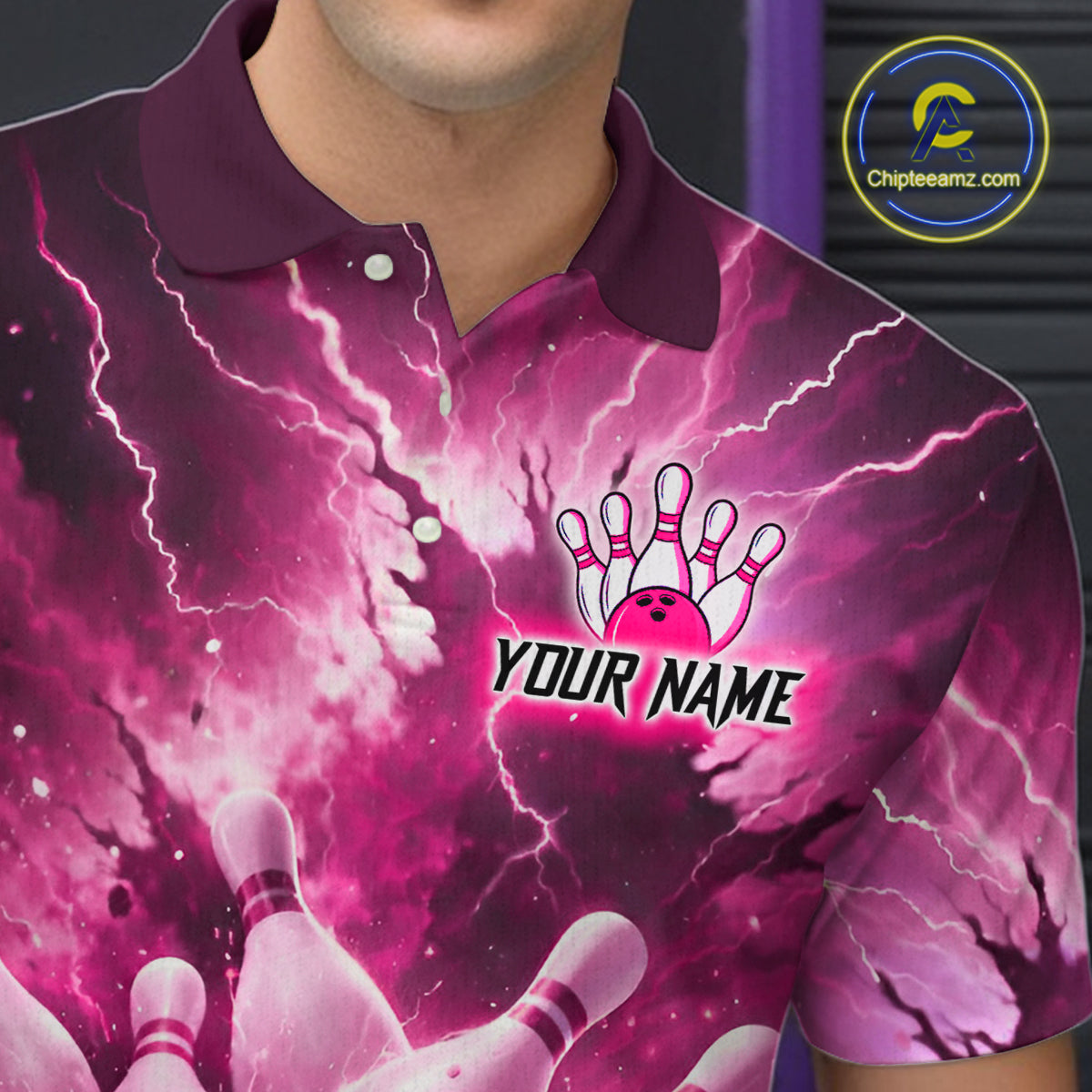 Pink Lightning Thunder Bowling Shirts Yellow for Team Women Men Bowling Jersey MBL247