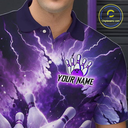 Purple Lightning Thunder Bowling Shirts Yellow for Team Women Men Bowling Jersey MBL247