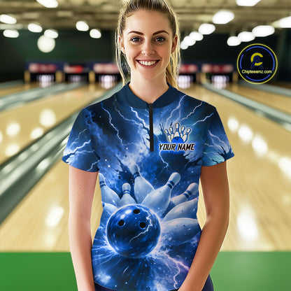 Blue Lightning Thunder Bowling Shirts Yellow for Team Women Men Bowling Jersey MBL247