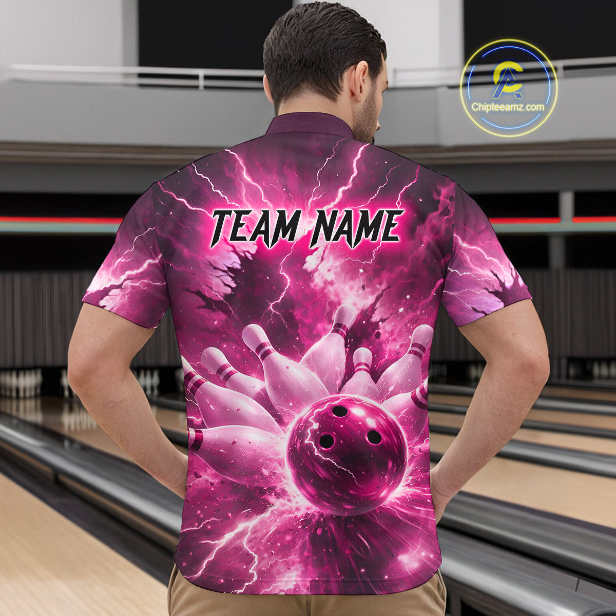 Pink Lightning Thunder Bowling Shirts Yellow for Team Women Men Bowling Jersey MBL247