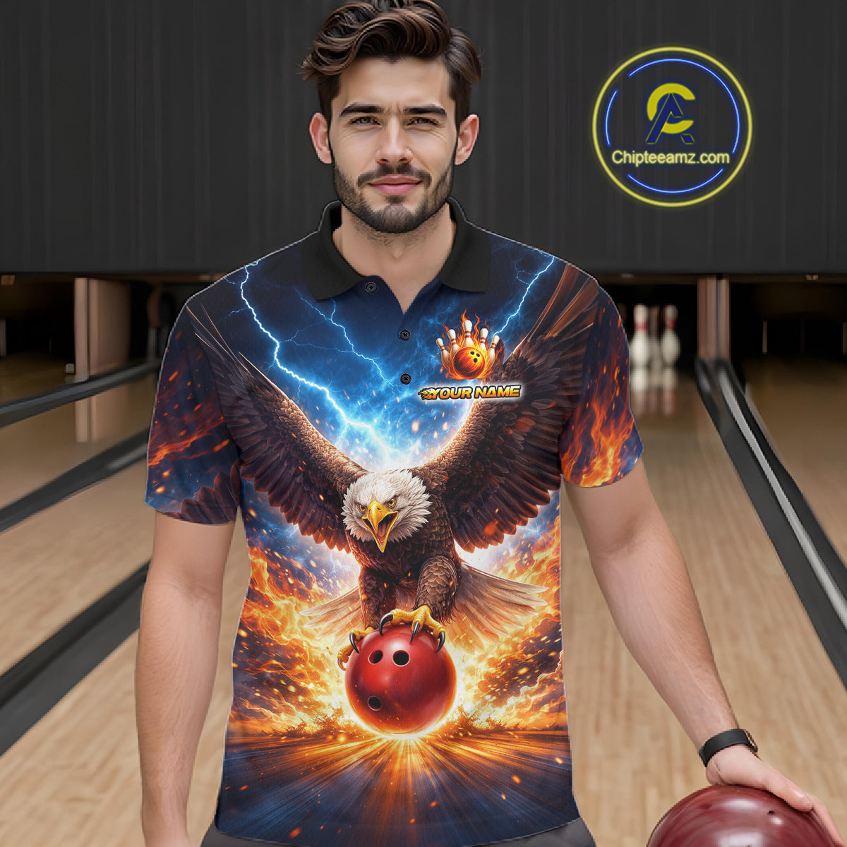 Personalized Thunder Eagle Bowling Jersey for Men Bowling Team Shirts Bowling League HNT485
