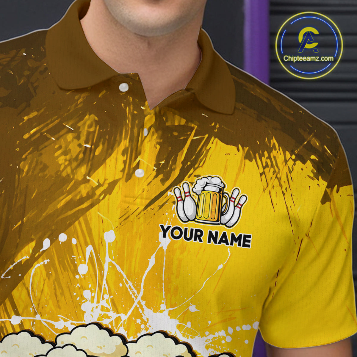 Beer Bowling Shirts Team Women Men Custom Yellow Bowling Jersey Bowl League MBL249