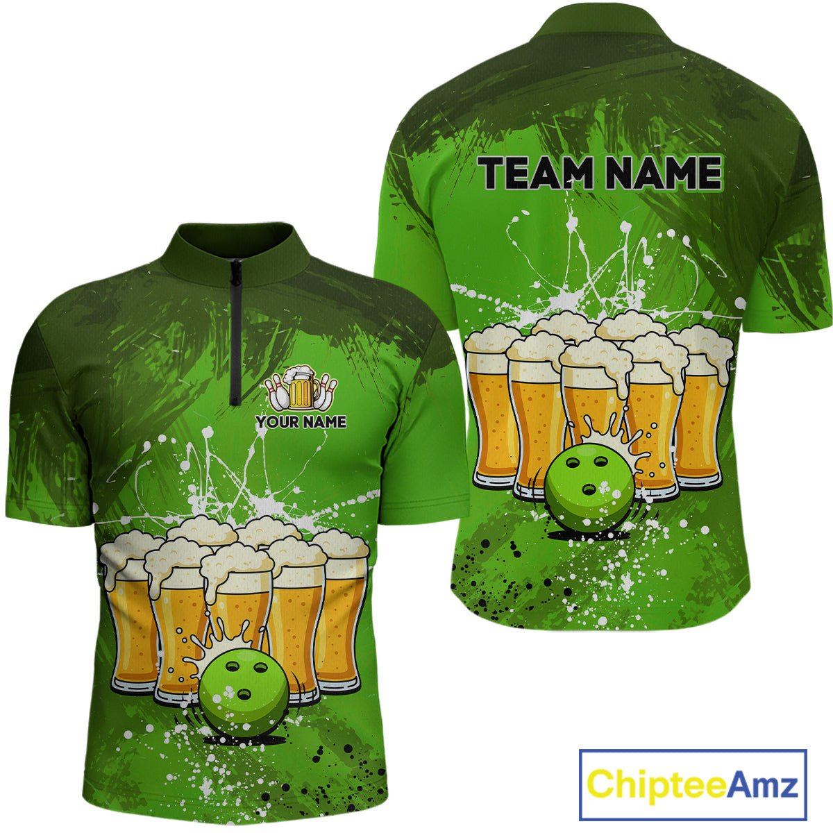 Beer Bowling Shirts Team Women Men Custom Green Bowling Jersey Bowl League MBL249