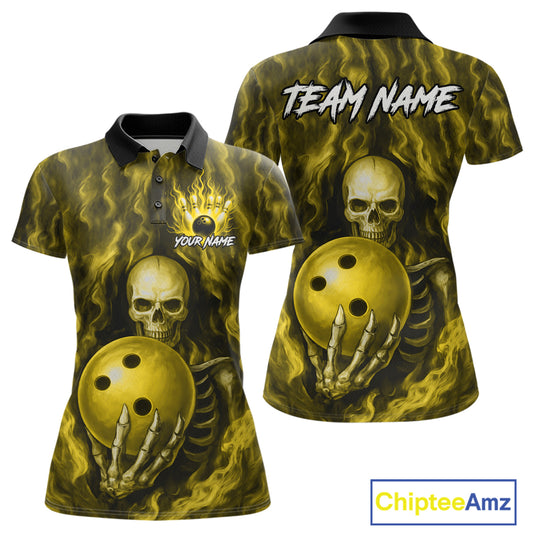 Yellow Skull Bowling Shirts for Team Men Women Custom Bowling Jerseys for Bowlers MBL206