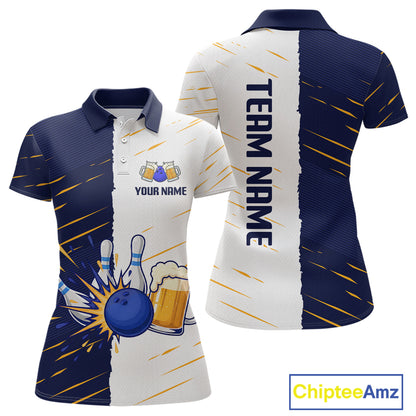 Beer Bowling Shirts Blue&White Beer Bowling Jersey for Team Women Men Bowl League MBL259