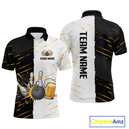Beer Bowling Shirts Black&White Beer Bowling Jersey for Team Women Men Bowl League MBL259