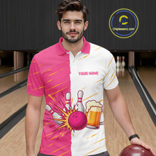 Load image into Gallery viewer, Beer Bowling Shirts Pink&amp;White Beer Bowling Jersey for Team Women Men Bowl League MBL259