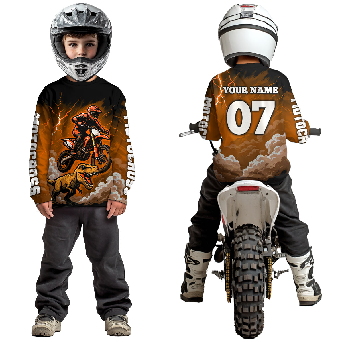 Orange Motocross Jersey Smoke Dirt Bike Shirts for Men Kid Women Racing Off road Jersey XM413
