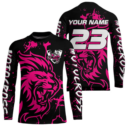 Pink Lion Custom Motocross Racing Jersey Kid Women Men Dirt Bike Shirts Riding Shirt XM422