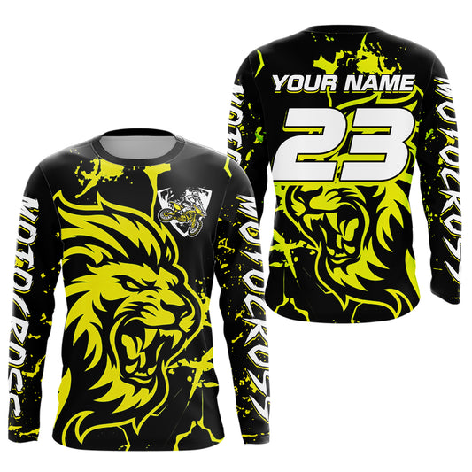Yellow Lion Custom Motocross Racing Jersey Kid Women Men Dirt Bike Shirts Riding Shirt XM422