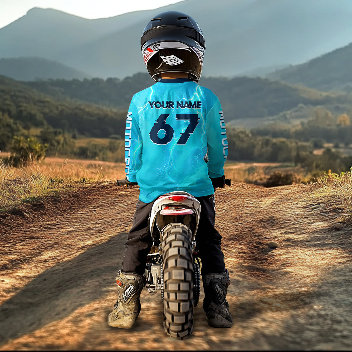 Lightning Blue Motocross Jersey for Kid Women Men Custom Dirt Bike Shirts Racing Shirt XM429