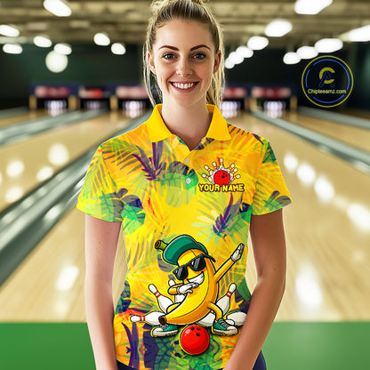 Funny Banana Bowling Shirts Team Men Women Bowling Jerseys Bowling Polo 1/4 Zip MBL213