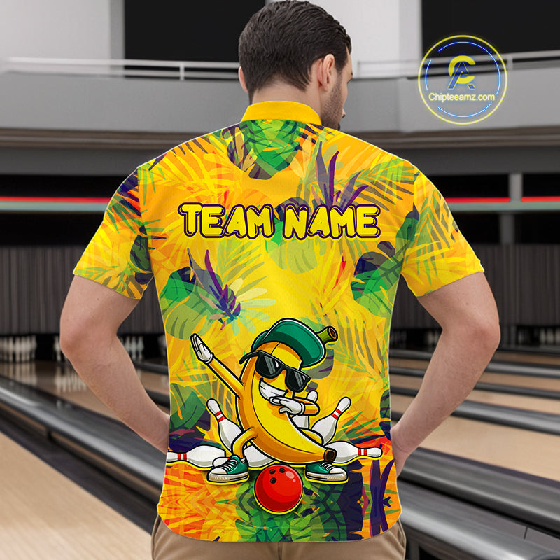Funny Banana Bowling Shirts Team Men Women Bowling Jerseys Bowling Polo 1/4 Zip MBL213
