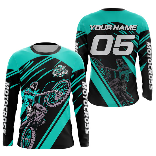 Turquoise Custom Motocross Jersey for Men Women Kid Dirt Bike Shirts Motorcycle Shirt XM456