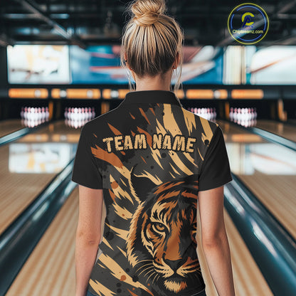 Tiger Bowling Shirts for Team Women Men Custom Tiger Bowling Polo & 1/4 Zip Shirt MBL183