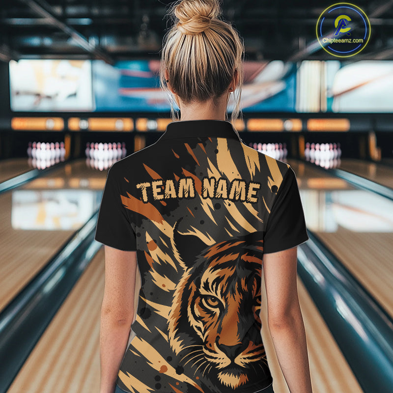 Tiger Bowling Shirts for Team Women Men Custom Tiger Bowling Polo & 1/4 Zip Shirt MBL183