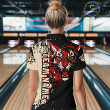 Load image into Gallery viewer, Black&amp;Red Tiger Bowling Shirts for Team Women Men Custom Bowling Polo &amp; 1/4 Zip Shirt MBL185