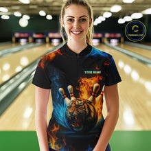 Load image into Gallery viewer, Flame Tiger Bowling Shirts for Team Men Women Custom Bowling Jersey Polo &amp; 1/4 Zip MBL190