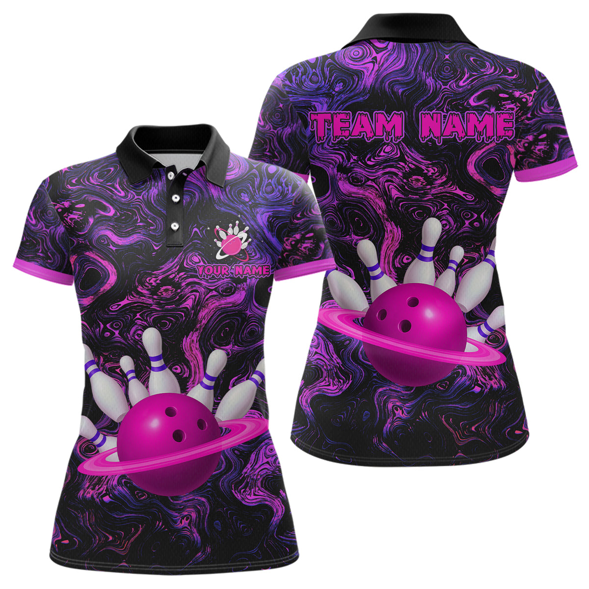 Purple Custom Bowling Shirts for Women Men Team Bowling Jersey Polo & 1/4 Zip Shirt MBL222