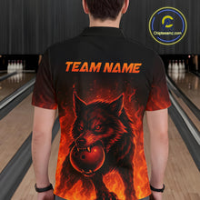 Load image into Gallery viewer, Flame Wolf Bowling Shirts for Team Women Men Custom Wolf Bowling Polo &amp; Quarter Zip MBL195