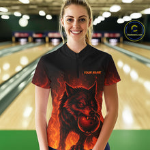 Load image into Gallery viewer, Flame Wolf Bowling Shirts for Team Women Men Custom Wolf Bowling Polo &amp; Quarter Zip MBL195