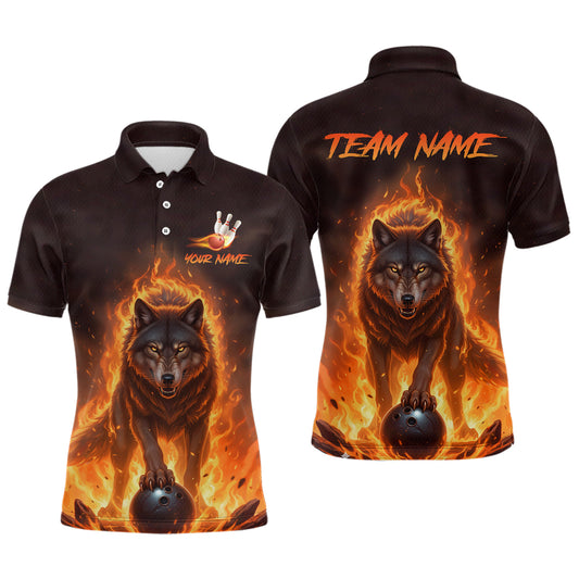 Flaming Wolf Bowling Shirts for Team Women Men Bowling Jersey Bowl Polo&1/4 Zip MBL237