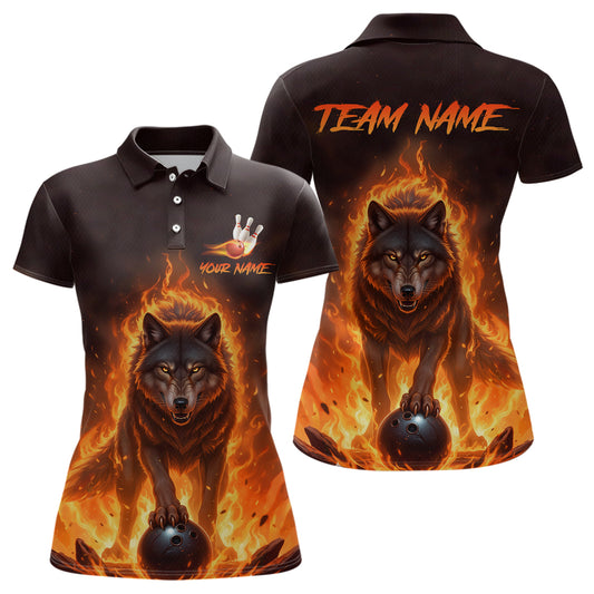 Flaming Wolf Bowling Shirts for Team Women Men Bowling Jersey Bowl Polo&1/4 Zip MBL237