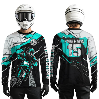 Turquoise Motocross Jersey Custom Dirt Bike Shirts for Men Kid Women Motorcycle Shirt XM488