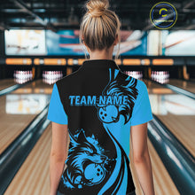 Load image into Gallery viewer, Blue Wolf Bowling Shirts for Team Men Women Custom Wolf Bowling Jerseys for Couples MBL197