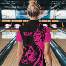 Load image into Gallery viewer, Pink Wolf Bowling Shirts for Team Men Women Custom Wolf Bowling Jerseys for Couples MBL197